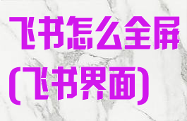 飞书怎么全屏(飞书界面)