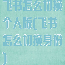 飞书怎么切换个人版(飞书怎么切换身份)