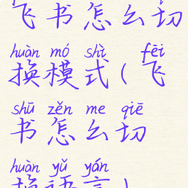 飞书怎么切换模式(飞书怎么切换语言)