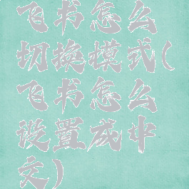 飞书怎么切换模式(飞书怎么设置成中文)