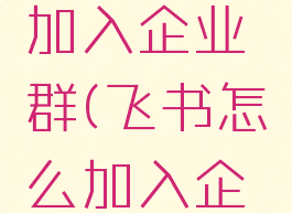 飞书怎么加入企业群(飞书怎么加入企业内部群)