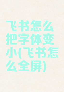 飞书怎么把字体变小(飞书怎么全屏)