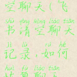 飞书怎么清空聊天(飞书清空聊天记录,如何恢复聊天记录)