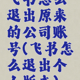 飞书怎么退出原来的公司账号(飞书怎么退出个人版本)