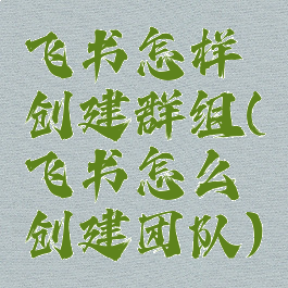 飞书怎样创建群组(飞书怎么创建团队)