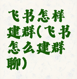 飞书怎样建群(飞书怎么建群聊)