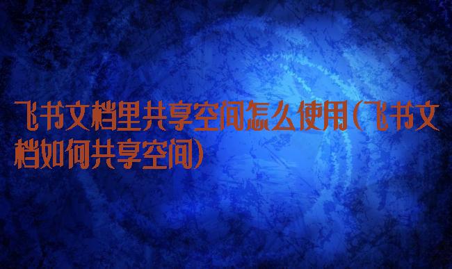 飞书文档里共享空间怎么使用(飞书文档如何共享空间)