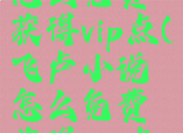 飞卢小说怎么免费获得vip点(飞卢小说怎么免费获得vip点券)