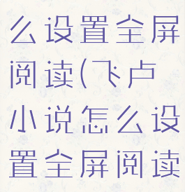 飞卢小说怎么设置全屏阅读(飞卢小说怎么设置全屏阅读器)