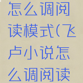 飞卢小说怎么调阅读模式(飞卢小说怎么调阅读模式的)