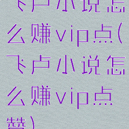 飞卢小说怎么赚vip点(飞卢小说怎么赚vip点赞)