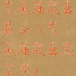 飞傲播放器歌词(飞傲播放器怎么用)