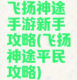 飞扬神途手游新手攻略(飞扬神途平民攻略)