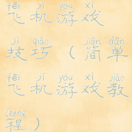 飞机游戏技巧(简单飞机游戏教程)