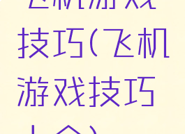 飞机游戏技巧(飞机游戏技巧大全)