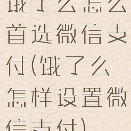 饿了么怎么首选微信支付(饿了么怎样设置微信支付)