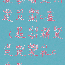 驱动精灵用完只剩c盘(驱动精灵只能装在c盘吗)