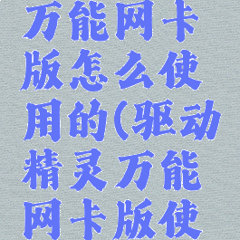 驱动精灵万能网卡版怎么使用的(驱动精灵万能网卡版使用方法)
