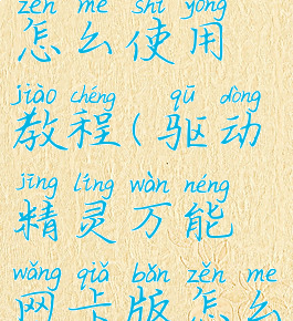 驱动精灵万能网卡版怎么使用教程(驱动精灵万能网卡版怎么使用教程视频)