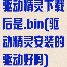 驱动精灵下载后是.bin(驱动精灵安装的驱动好吗)