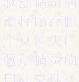 驱动精灵启动程序在哪个文件夹(驱动精灵的启动文件)