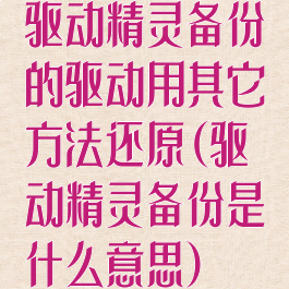 驱动精灵备份的驱动用其它方法还原(驱动精灵备份是什么意思)