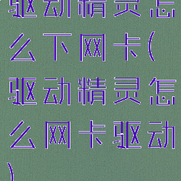 驱动精灵怎么下网卡(驱动精灵怎么网卡驱动)