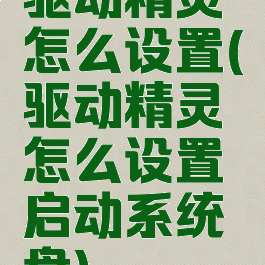 驱动精灵怎么设置(驱动精灵怎么设置启动系统盘)