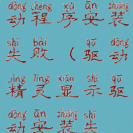 驱动精灵驱动程序安装失败(驱动精灵显示驱动安装失败)