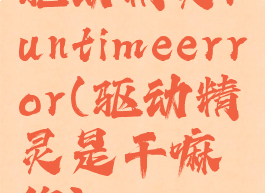 驱动精灵runtimeerror(驱动精灵是干嘛的)