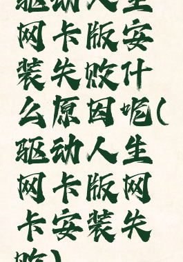 驱动人生网卡版安装失败什么原因呢(驱动人生网卡版网卡安装失败)