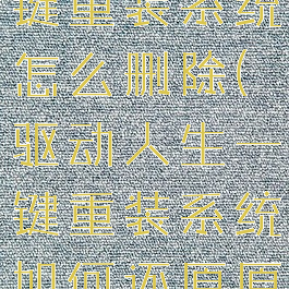 驱动人生一键重装系统怎么删除(驱动人生一键重装系统如何还原原来软件)