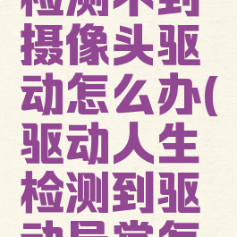 驱动人生检测不到摄像头驱动怎么办(驱动人生检测到驱动异常怎么弄)