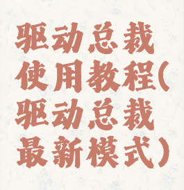 驱动总裁使用教程(驱动总裁最新模式)