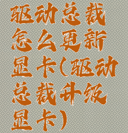 驱动总裁怎么更新显卡(驱动总裁升级显卡)