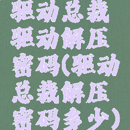 驱动总裁驱动解压密码(驱动总裁解压密码多少)