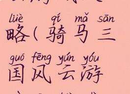 骑马三国风云游戏攻略(骑马三国风云游戏攻略视频)