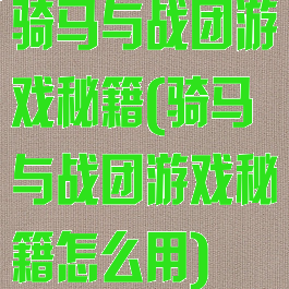 骑马与战团游戏秘籍(骑马与战团游戏秘籍怎么用)