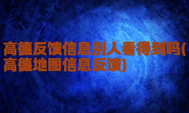 高德反馈信息别人看得到吗(高德地图信息反馈)