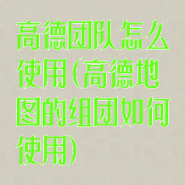 高德团队怎么使用(高德地图的组团如何使用)