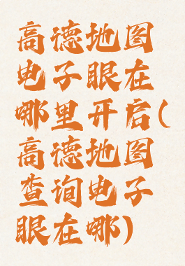 高德地图电子眼在哪里开启(高德地图查询电子眼在哪)