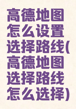 高德地图怎么设置选择路线(高德地图选择路线怎么选择)