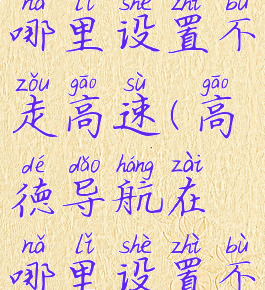 高德导航在哪里设置不走高速(高德导航在哪里设置不走高速呢)