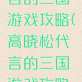 高晓松代言的三国游戏攻略(高晓松代言的三国游戏攻略是什么)