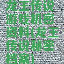 龙王传说游戏机密资料(龙王传说秘密档案)