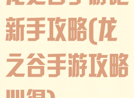 龙之谷手游吧新手攻略(龙之谷手游攻略心得)