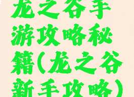 龙之谷手游攻略秘籍(龙之谷新手攻略)