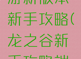 龙之谷手游新版本新手攻略(龙之谷新手攻略端游)