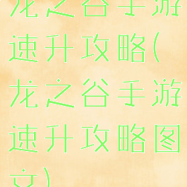 龙之谷手游速升攻略(龙之谷手游速升攻略图文)