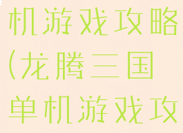 龙腾三国单机游戏攻略(龙腾三国单机游戏攻略图文)